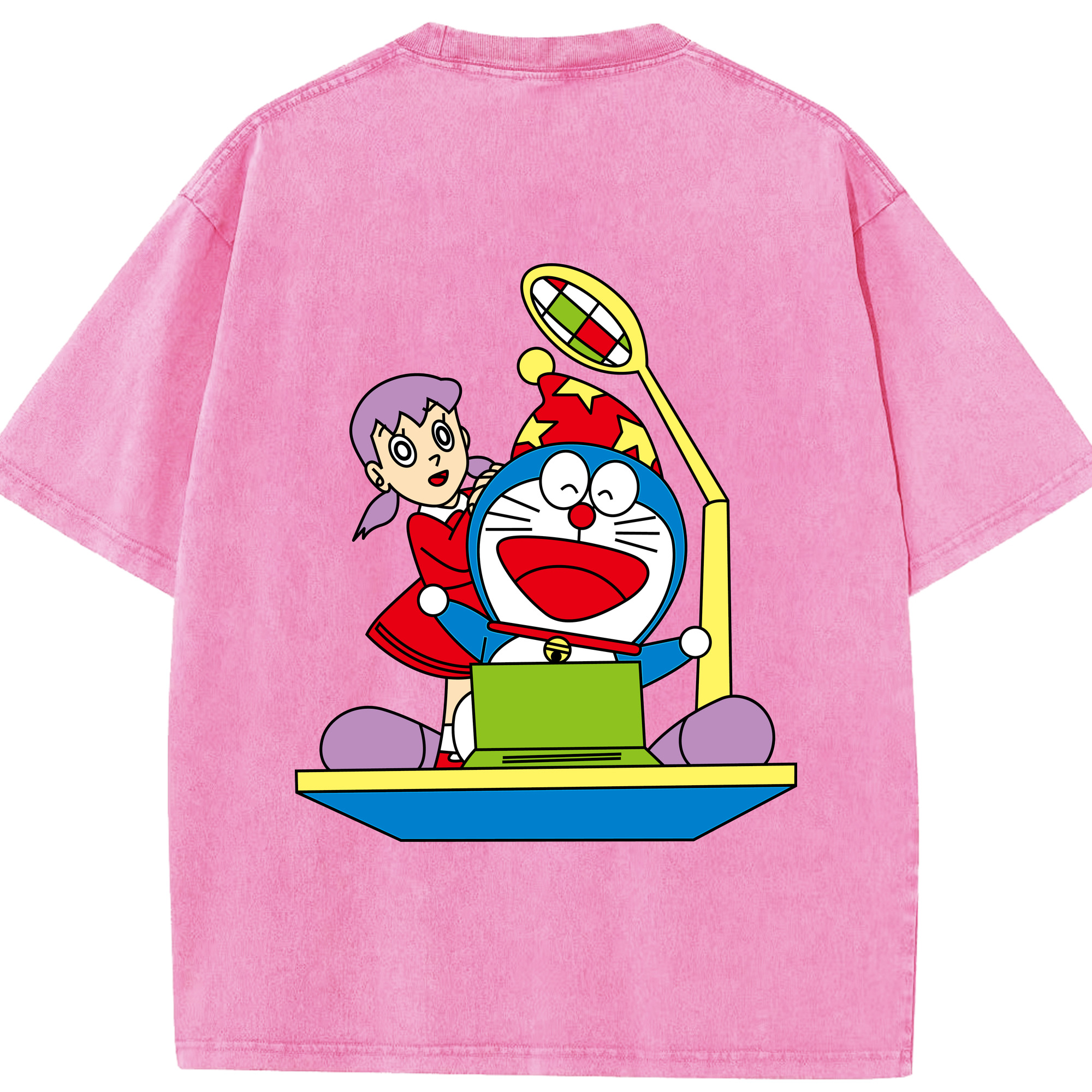 （画像用） ドラえもん みなもと しずか Doraemon Shizuka Minamoto 綿100% ヴィンテージ風 半袖Tシャツ（背面プリント）